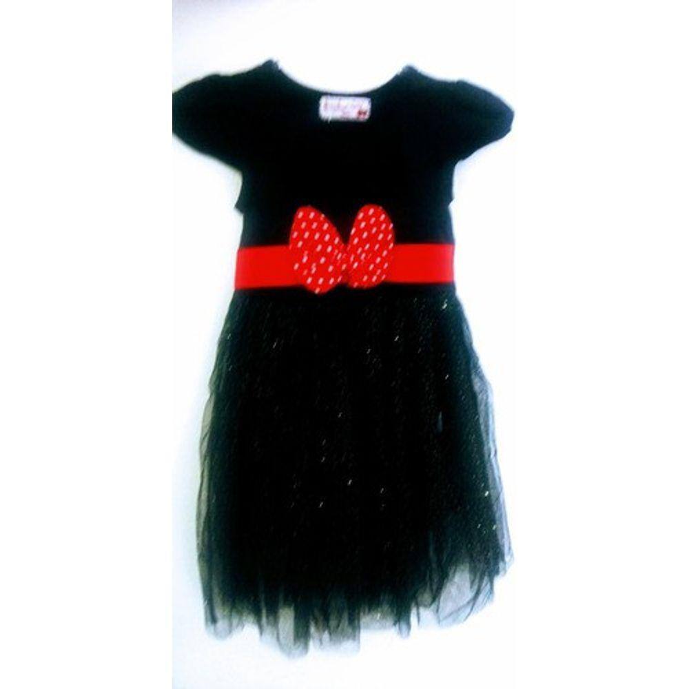 Vestido Infantil Menina Disney Minnie Preto Gliter