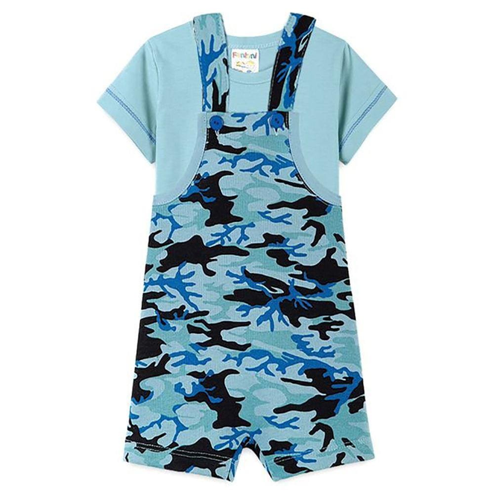 Conjunto Infantil Bebê Menino Camiseta Com Jardineira Safari