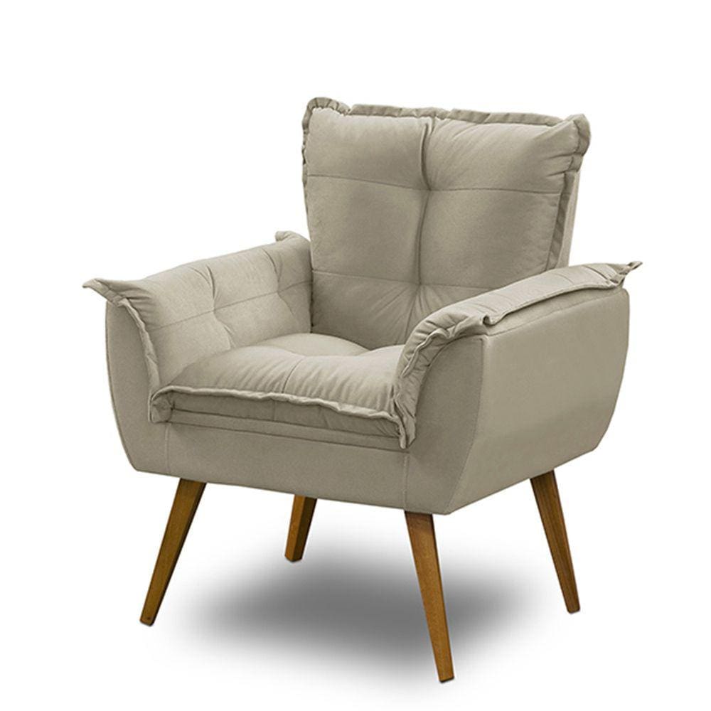 Poltrona Decorativa Opala Suede Bege Madelina Decor