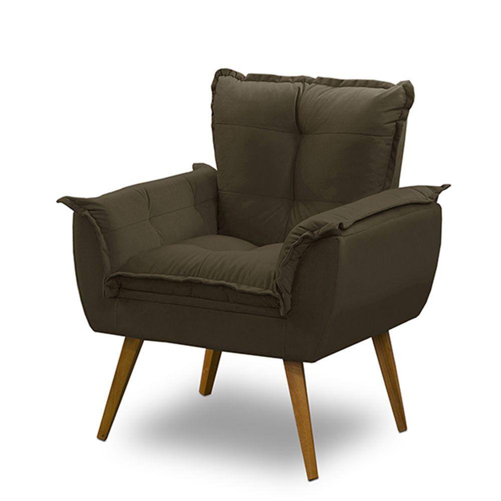 Poltrona Decorativa Opala Suede Marrom Madelina Decor