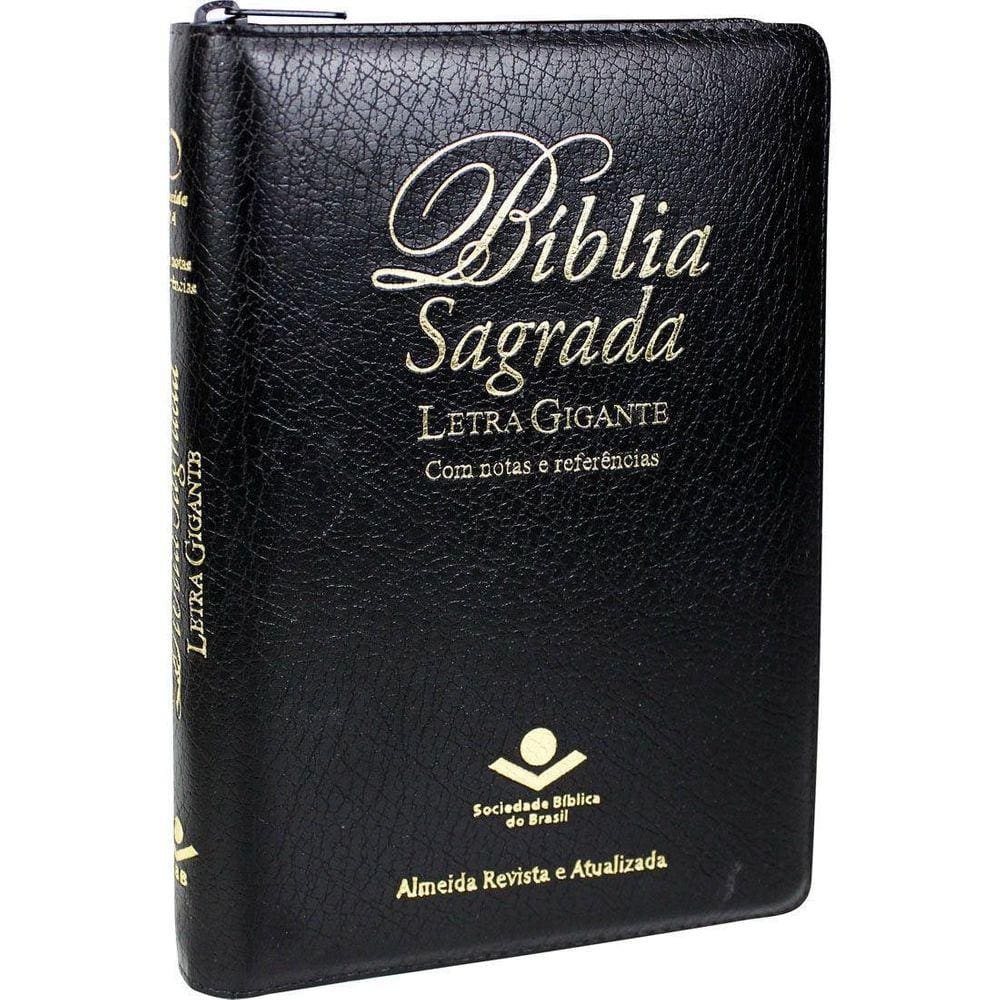 Bíblia Sagrada Letra Gigante Preta Zíper Sbb
