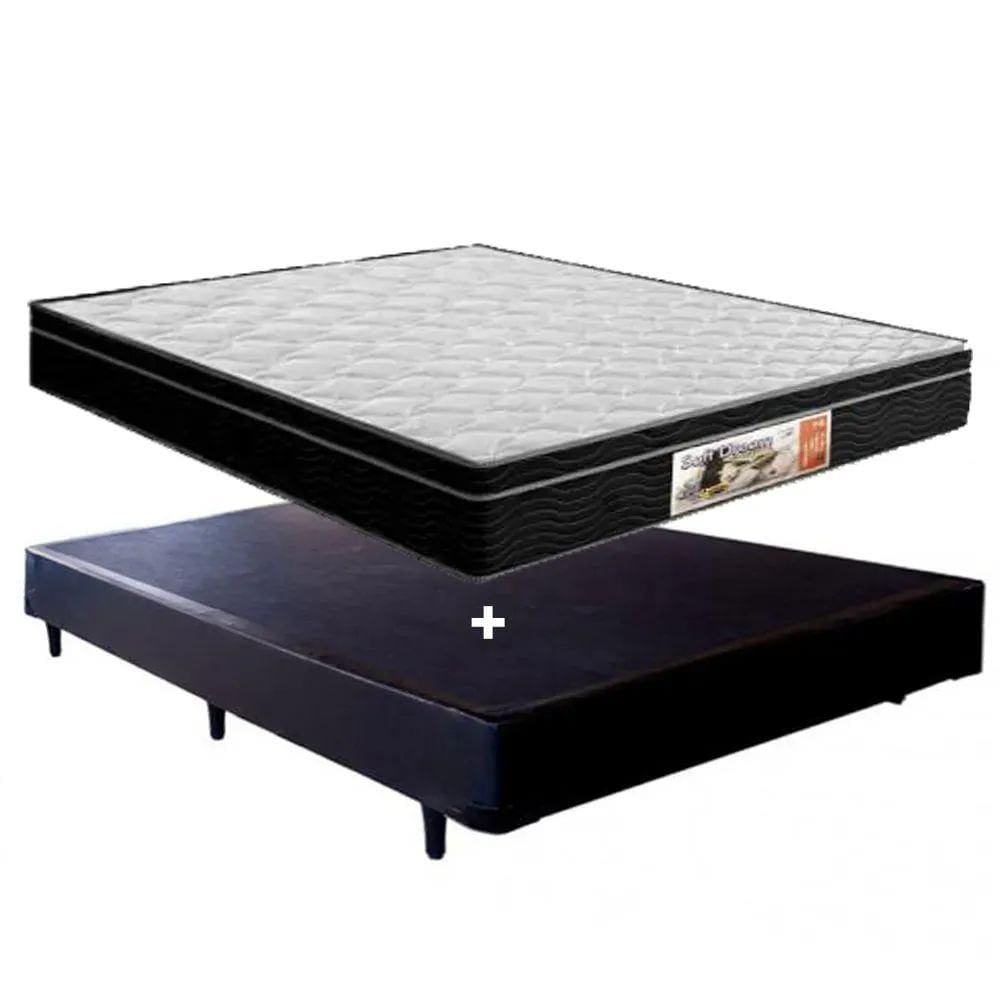 Cama Box casal preto + Colchão Espuma 1,38 x 1,88 x 52 cm