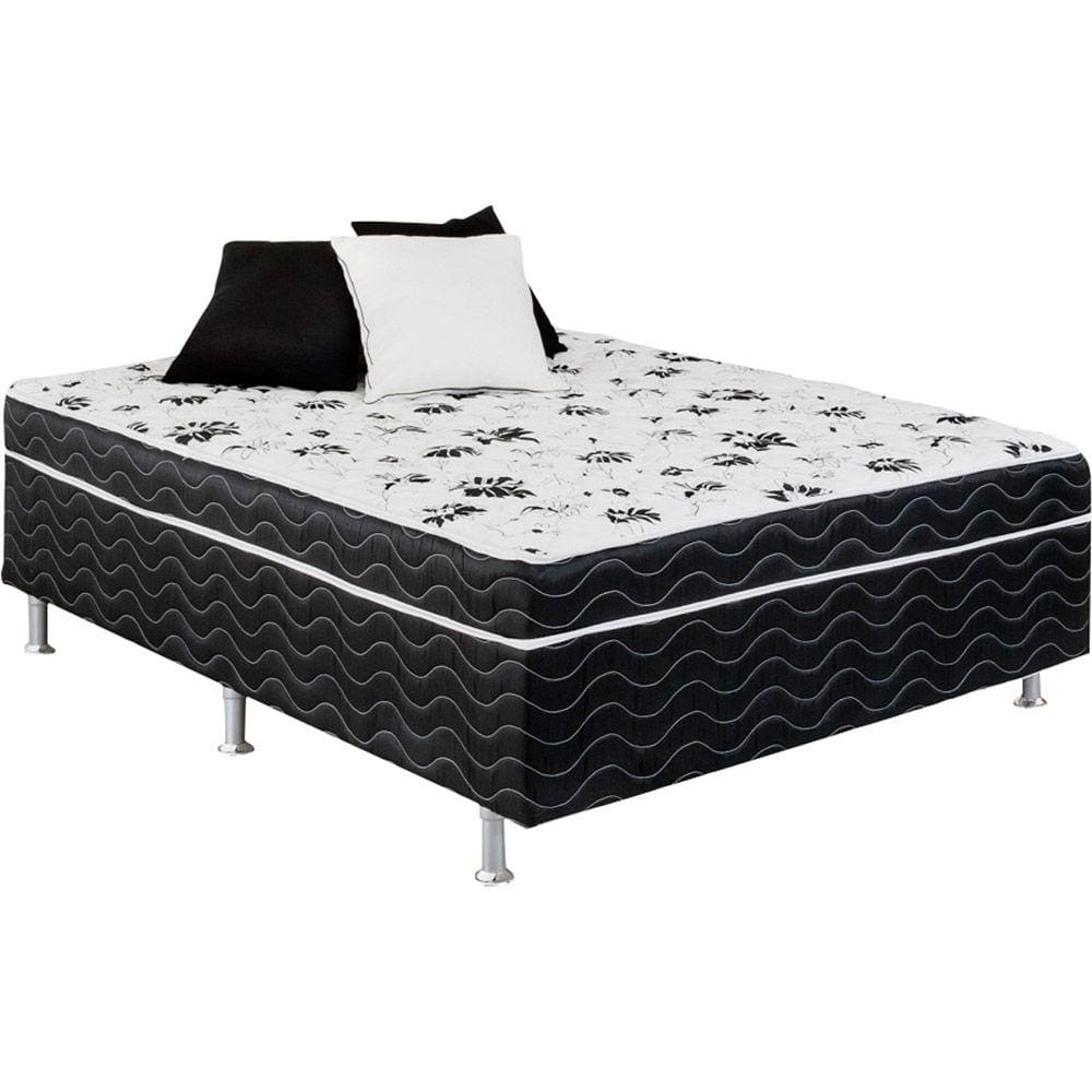 Cama Box Queen Colchão Mola Bonnel Belos Sonhos + Box Sintético 60x158x198