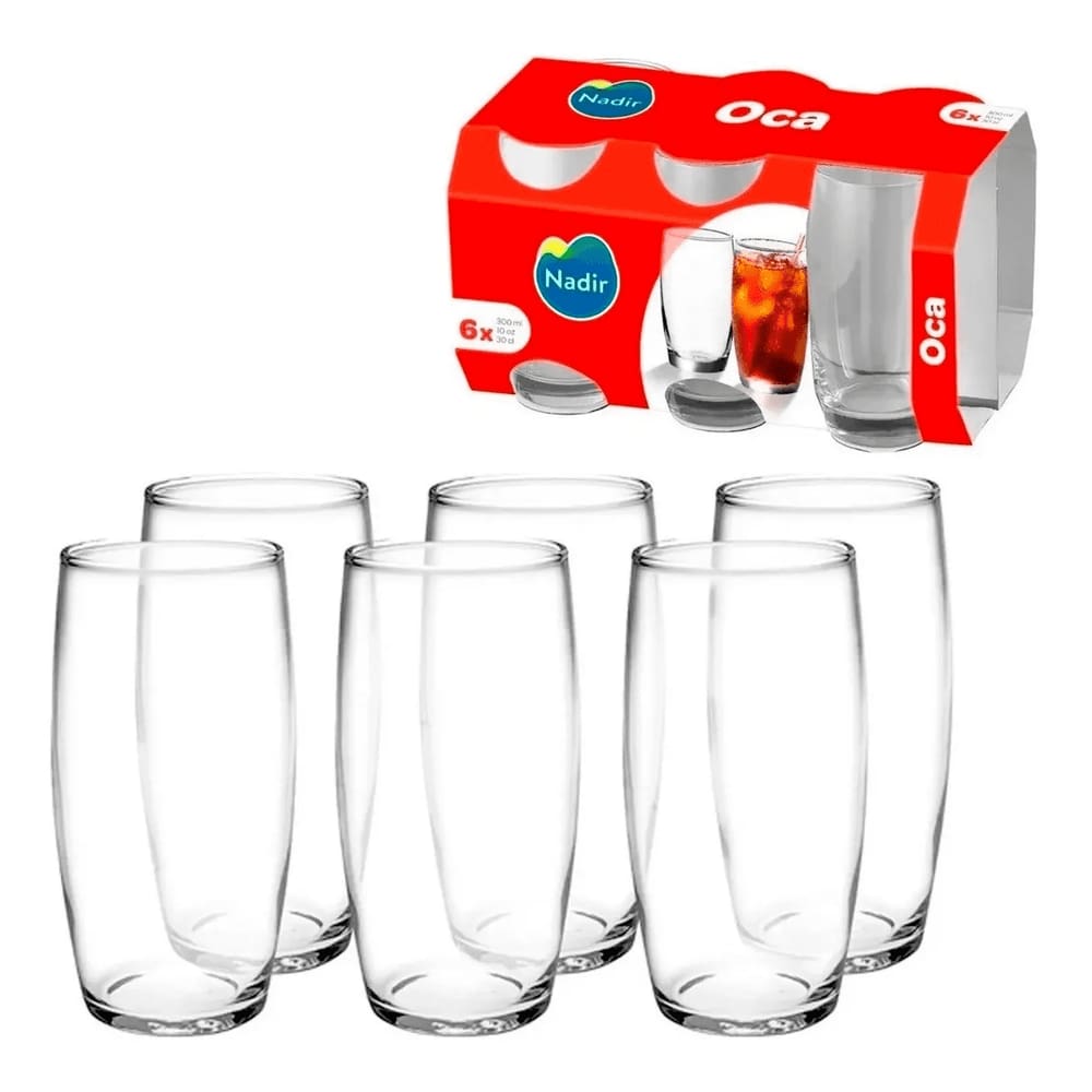 Jogo 12 Copos Chiques 360ml Topázio Drinks Vidro Agua e Suco