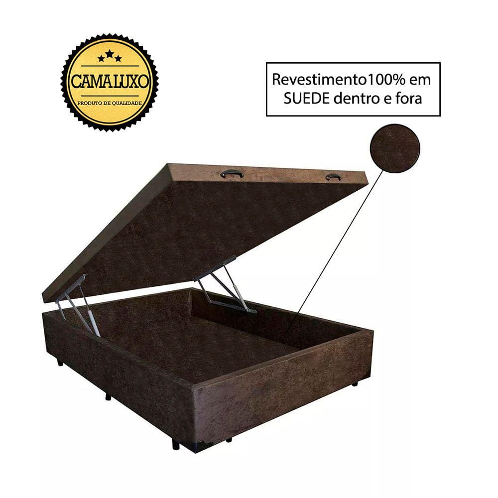 Cama Box Baú Luxo Blindado Viúva NK Camas Suede Marrom 41x128x188