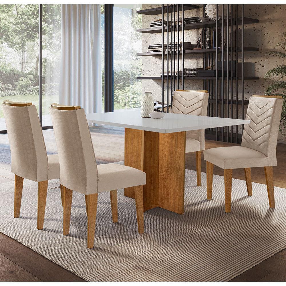 Mesa Olivia em MDF com 4 Cadeiras Liz Moderna
