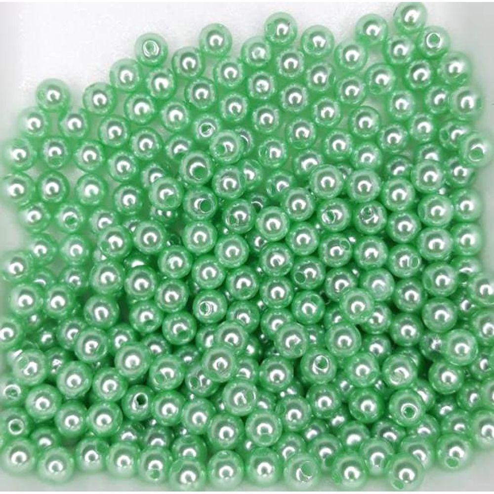 Perolas Abs Inteira 6mm C/Furo Cor Verde Claro 50 Gramas