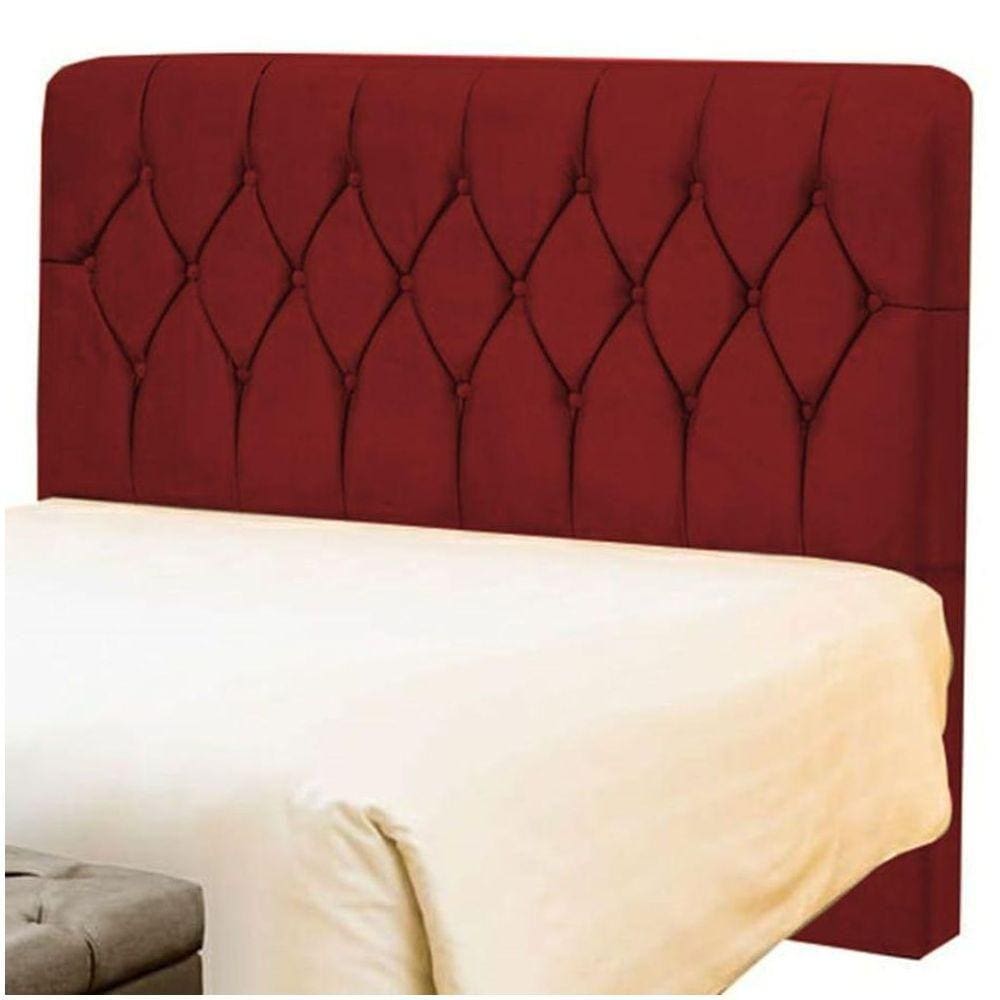 Cabeceira Casal Estofada Istambul Com Capitonê Vermelho