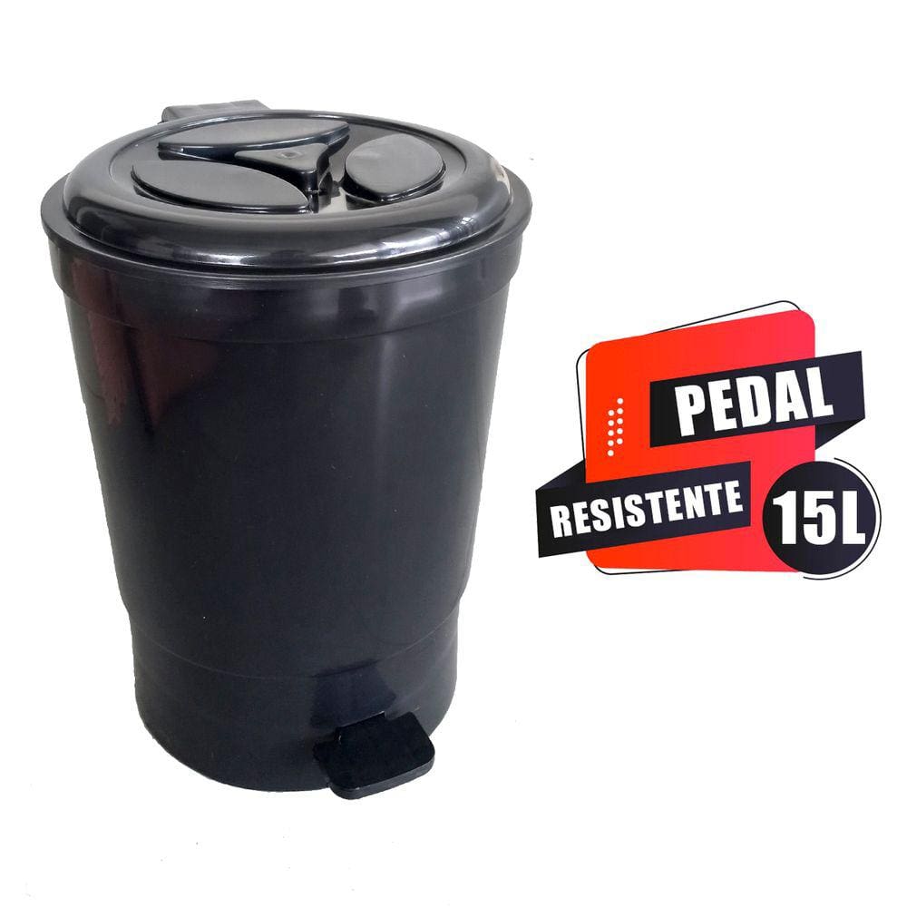 Lixeira Banheiro Pedal 15 Litros Plástico Cesto Escritório