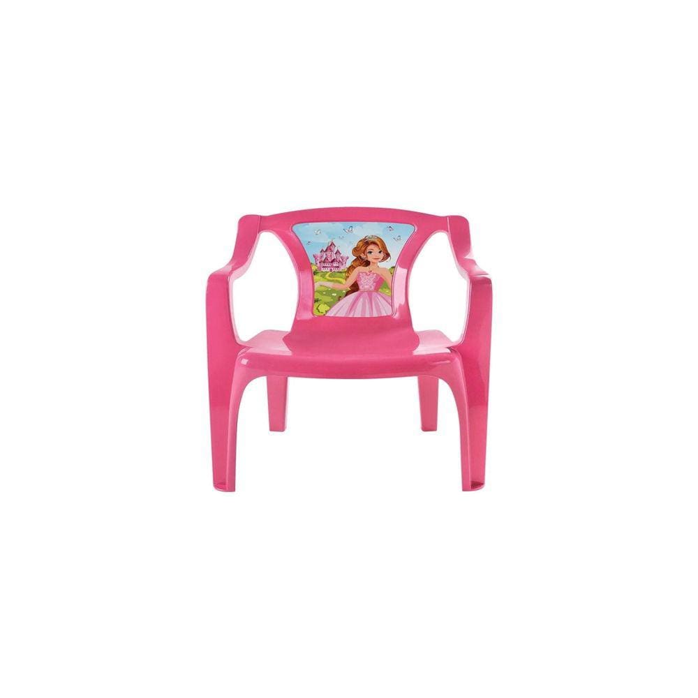 Cadeira Poltrona Infantil Princesa Plástica Rosa Arqplast