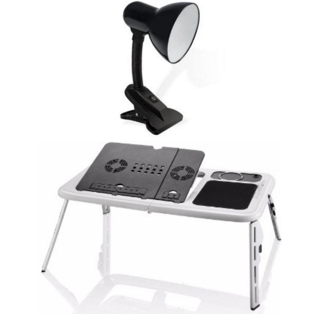 Mesa Dobrável Notebook Usb Luminária Garra Table Lamp