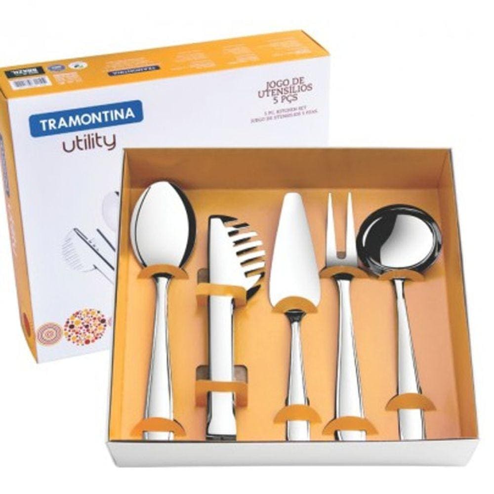 Jogo Utensílios Aço Inox 5pçs Utility Tramontina