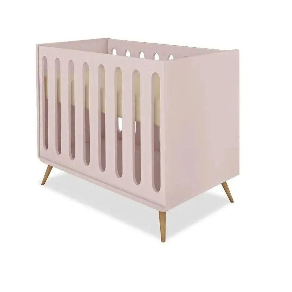 Berço Retro 3 Em 1 Mini Cama Mdf Planet Baby Rose Acetinado