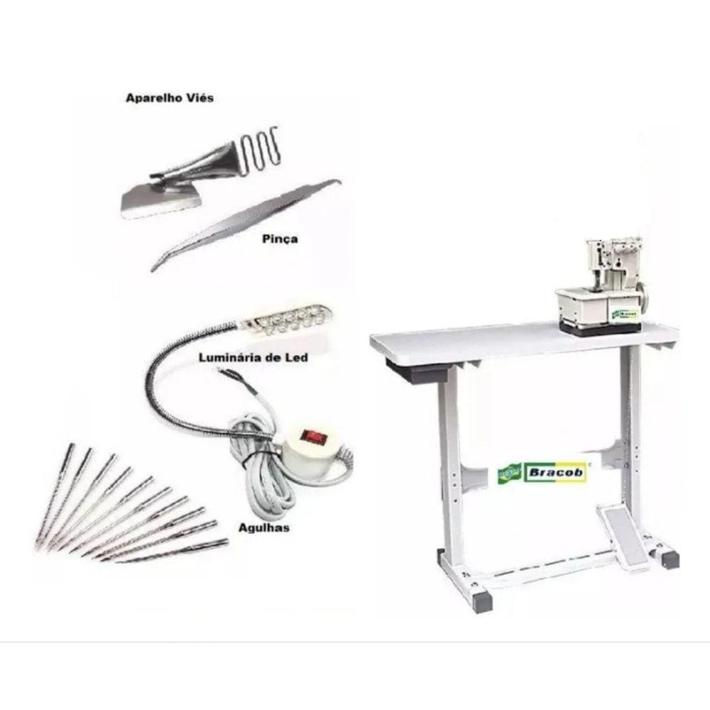Galoneira Semi-industrial Bracob 3Agulhas, Com Mesa+kitpeças