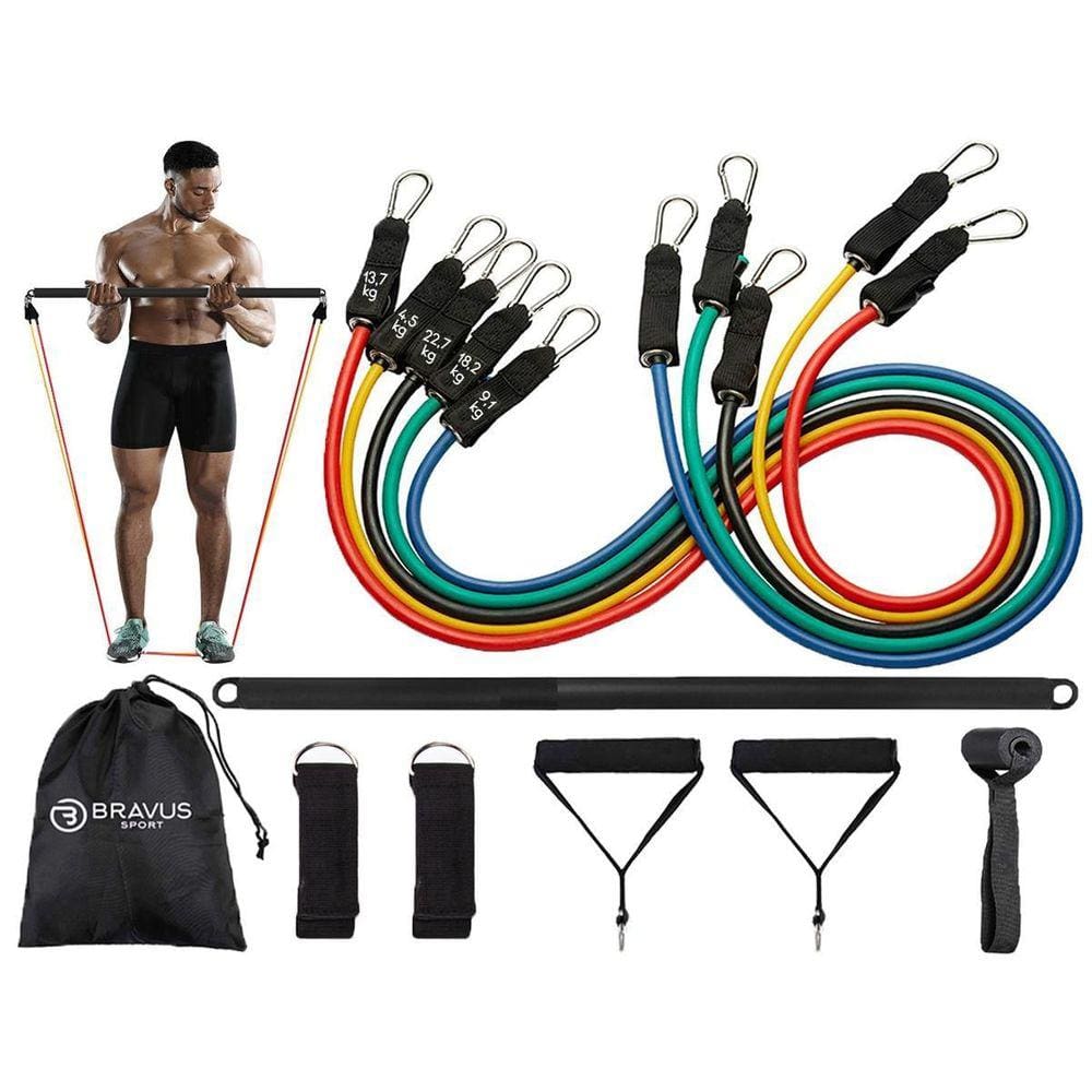 Kit Tubing Pro Elástico Extensor 68Kg Com Barra