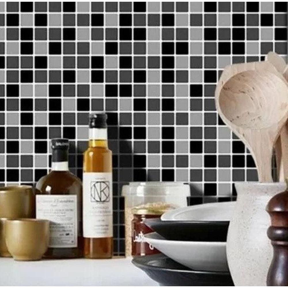 3 Metros x45cm Papel de Parede Pastilha Mesclada Adesivo Impermeável e Lavável Decoração Cozinha Banheiro