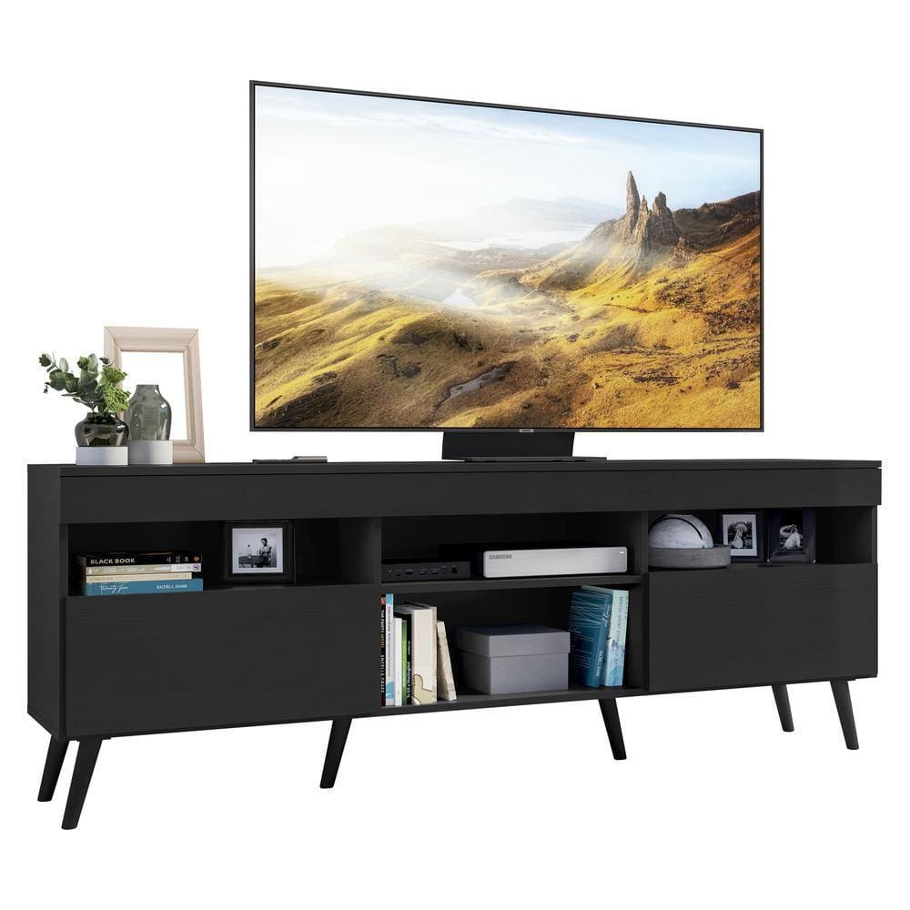 Rack Retrô para TV até 65” Multimóveis Paris FG3327 com 2 Portas Preto