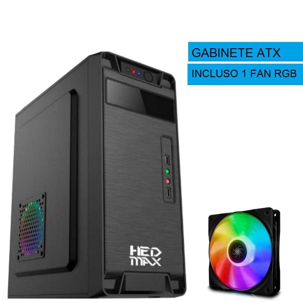 Gabinete Padrão HedMax Office OP-2 ATX Preto Sem Fonte + Cooler Fan RGB