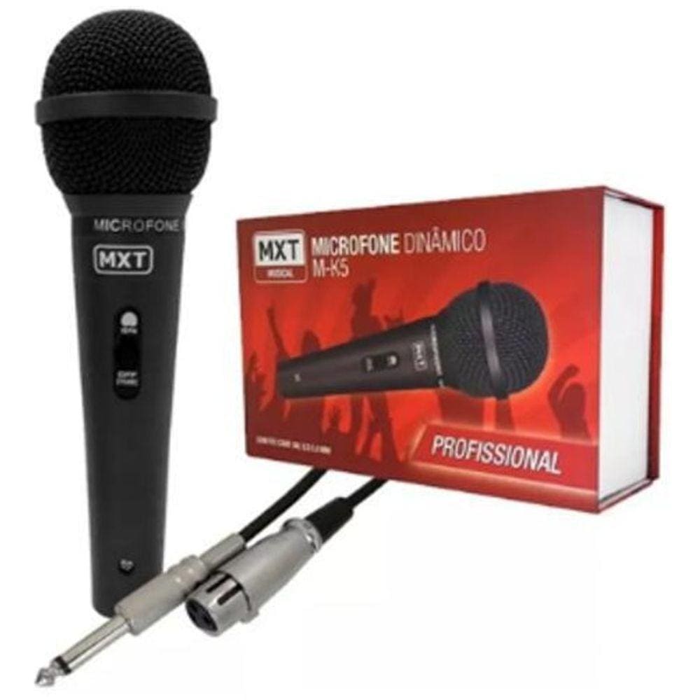 Microfone Dinâmico M-K5 Mxt Preto Metal Com Fio