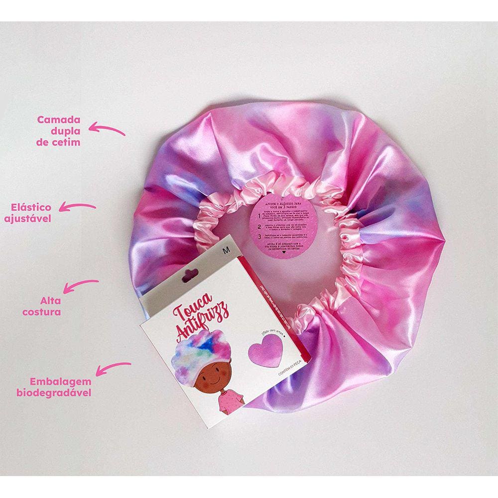 Touca Tie Dye de Cetim Anti Frizz com Elástico Ajustável - CAMADA DUPLA