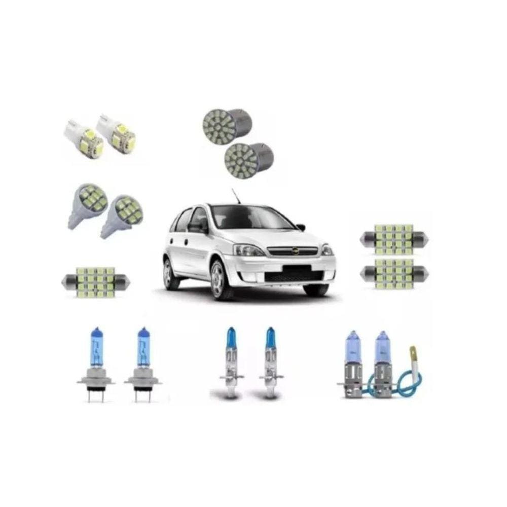 Kit Lâmpada Led E Super Branca Farol Milha Corsa Hatch