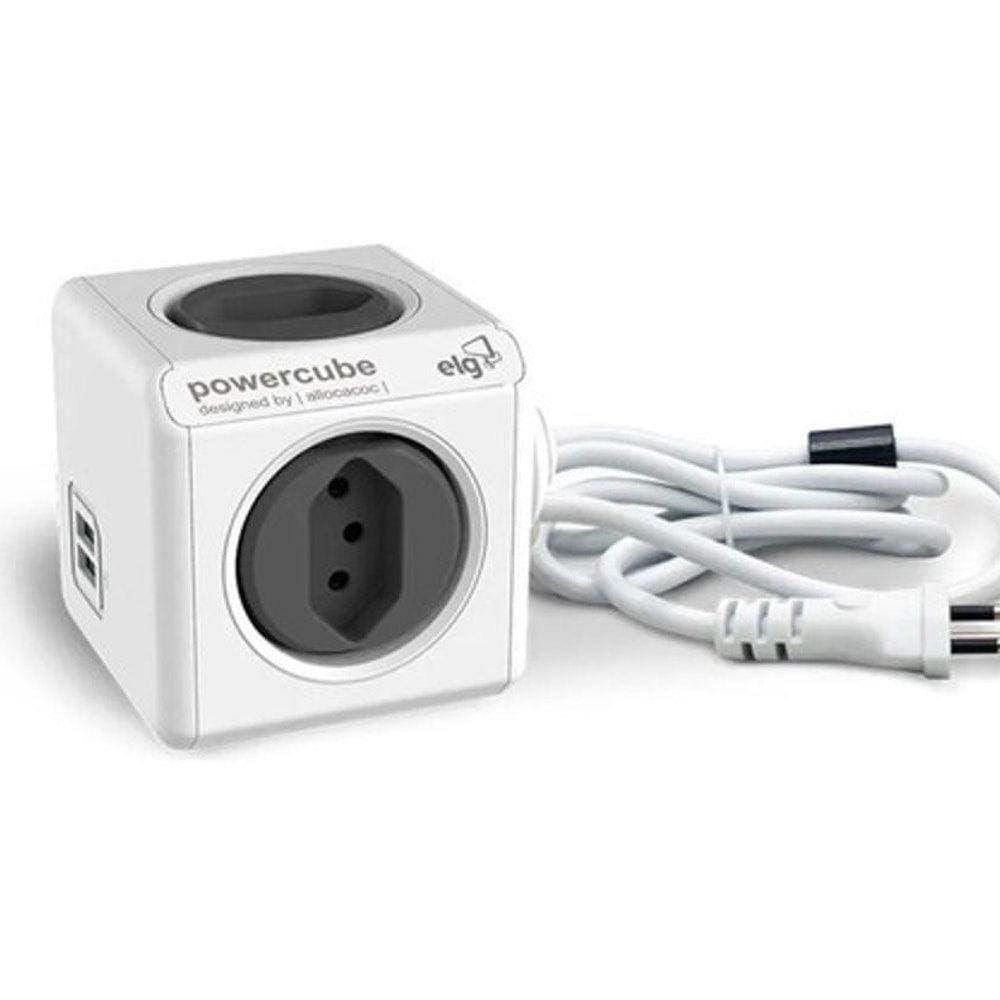 Caixa De Tomada Usb Mesa Escritório Power Cube Cabo De 3M