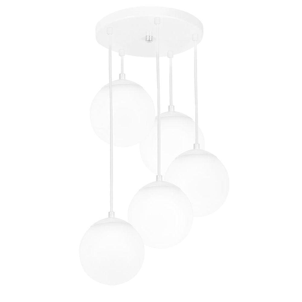 Lustres Pendentes Quíntuplo Orby Bolinha Branco