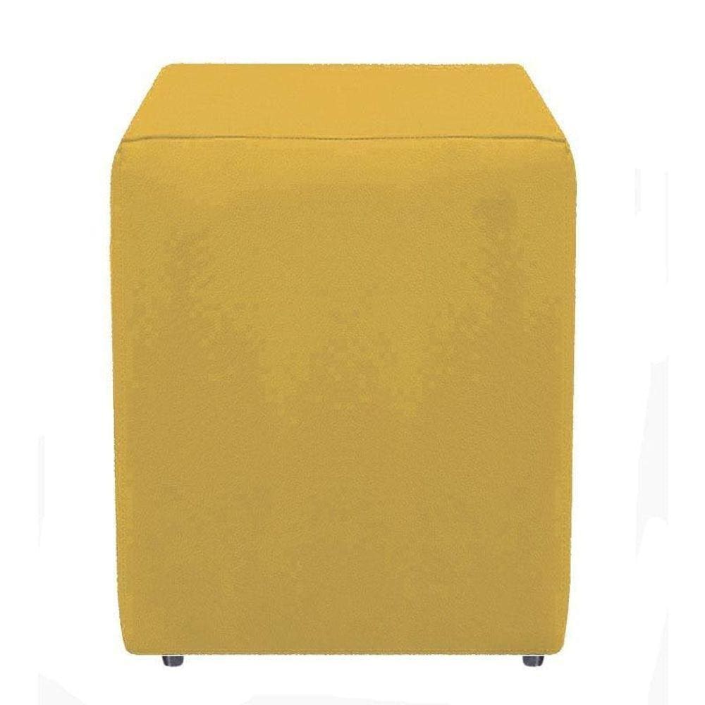 Puffe Quadrado Cubo Decorativo Suede Amarelo Para Sala Quarto