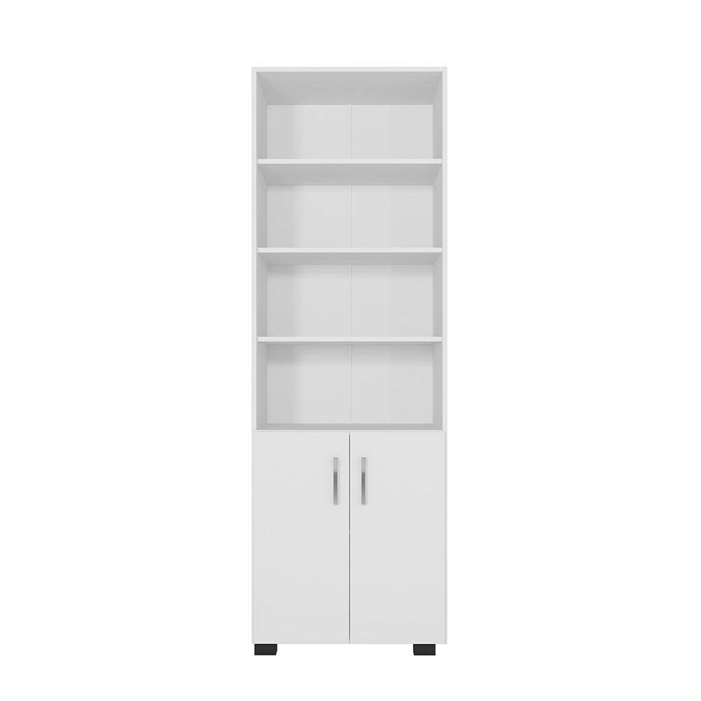 Estante Livreiro Multiuso com 02 Portas e 06 Prateleiras Office Branco Móveis Leão