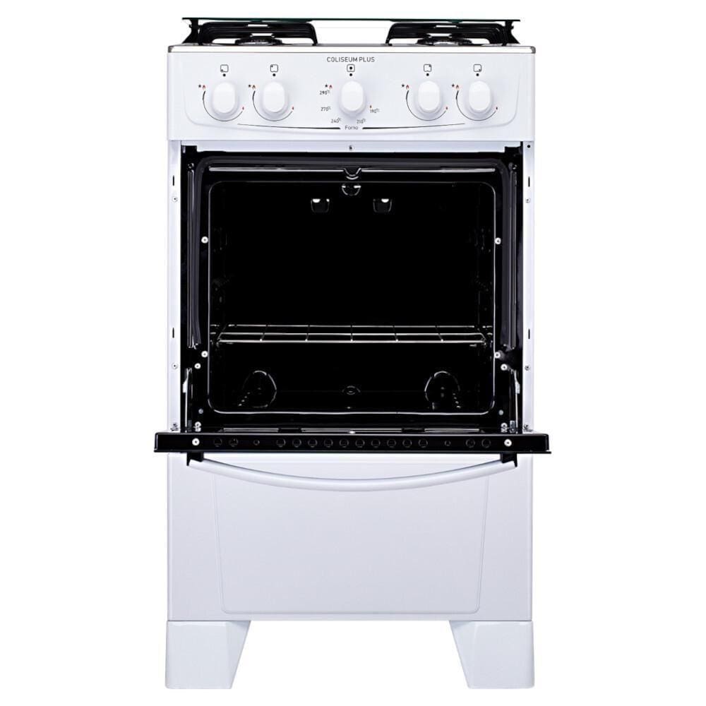Fogão 4 Bocas Atlas Coliseum Plus Branco Mesa De Inox Bivolt