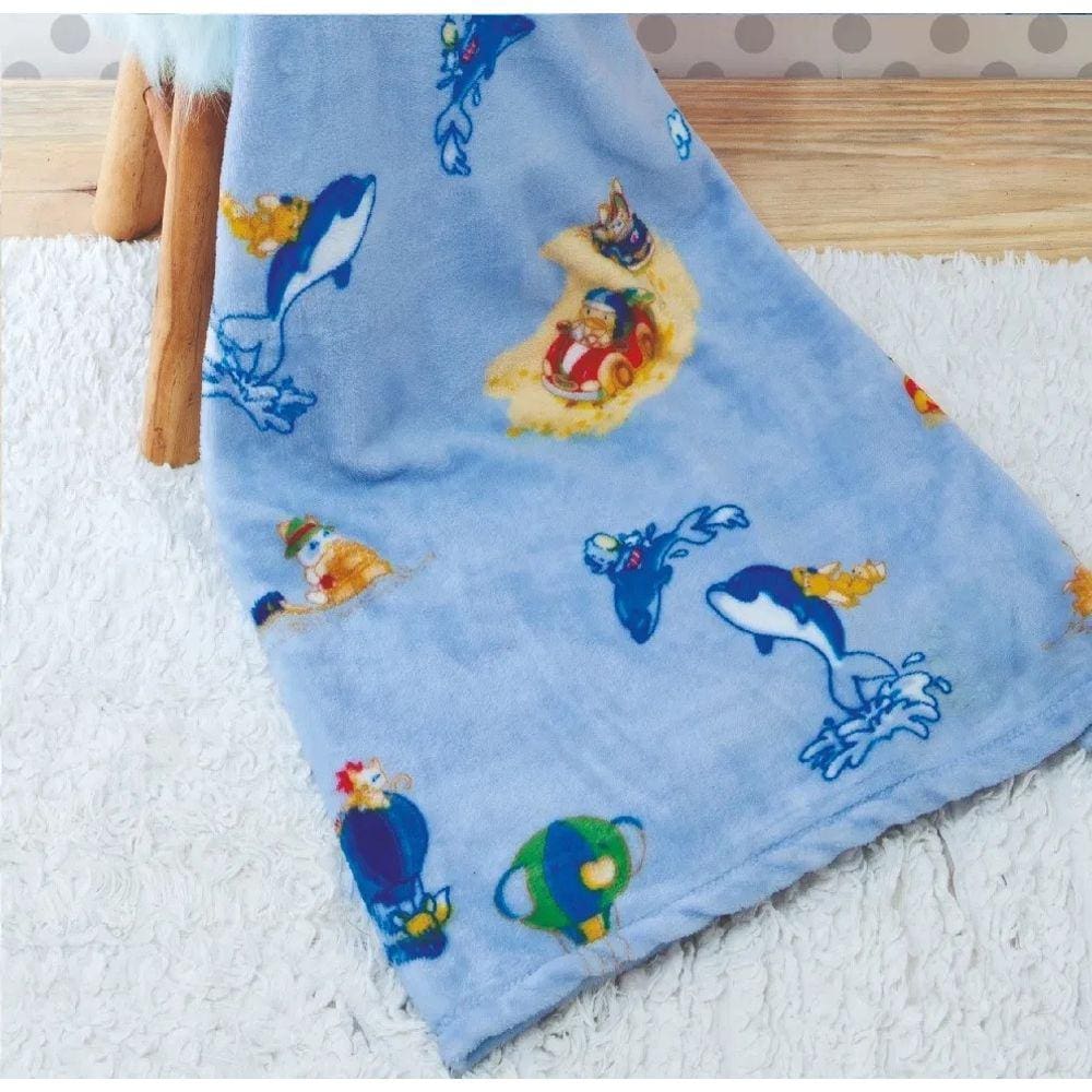 Manta / Cobertor Jolitex Microfibra Dyuri Bebê Azul Menino