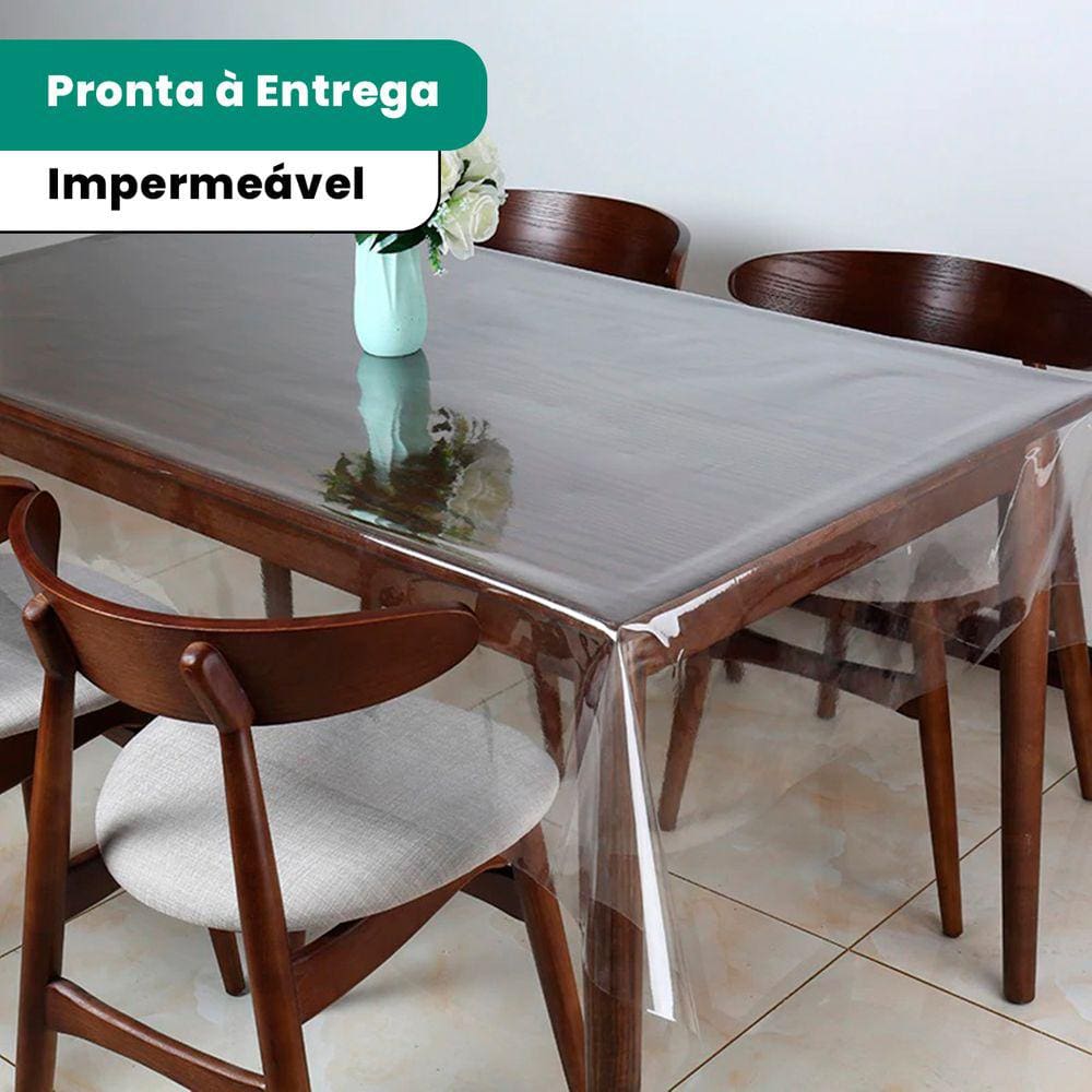 Toalha De Mesa Plastico Transparente Impermeável 1,40 X 1,40 REDONDA