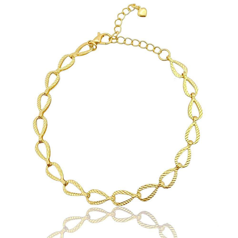 Pulseira Gota Vazada Trabalhada Folheada a Ouro 18k Semijoia