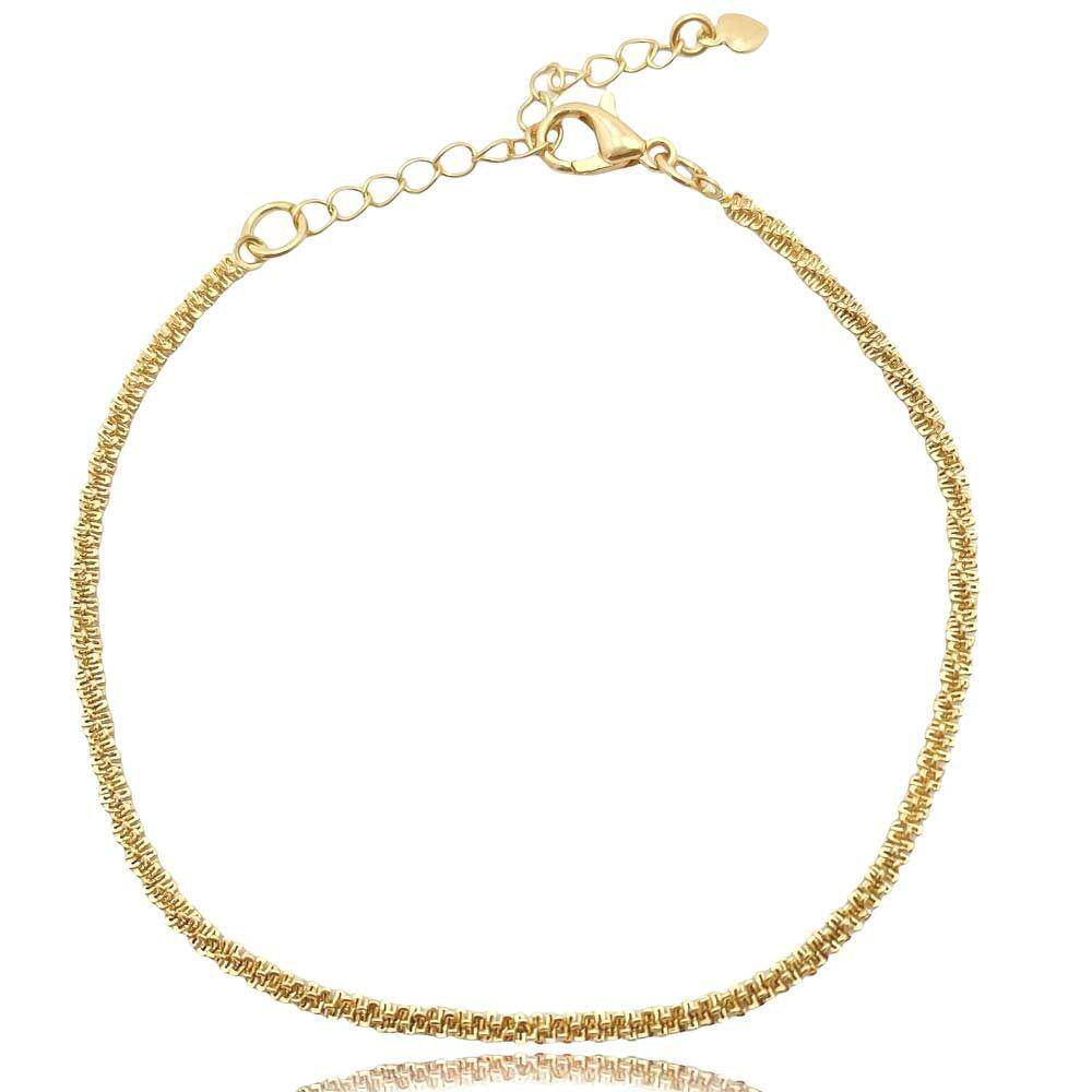 Pulseira Corda Diamantada Folheada a Ouro 18k Semijoia