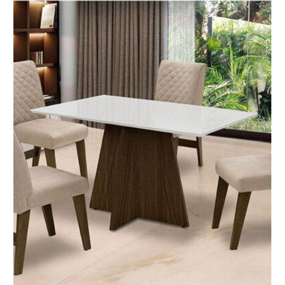 Mesa Dublin c/ 4 Cadeiras Dobuê Cedro/Branco-Off