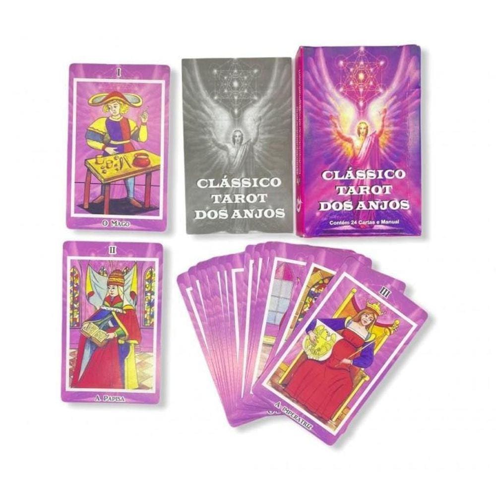 Baralho Clássico Tarot Dos Anjos Rosa 22 Cartas Com Manual