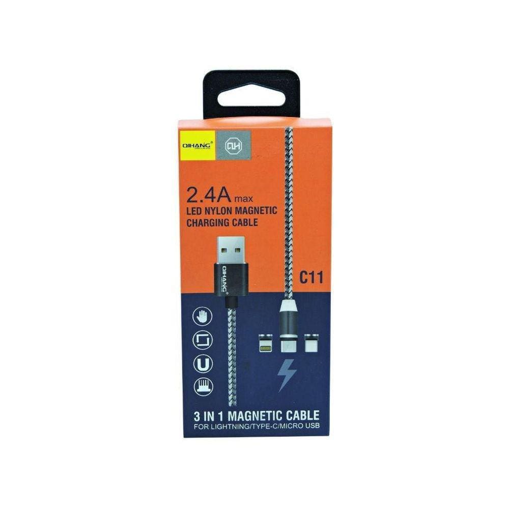 Carregador Cabo Magnético Tibo C Micro Usb 2.4A 3 Em 1