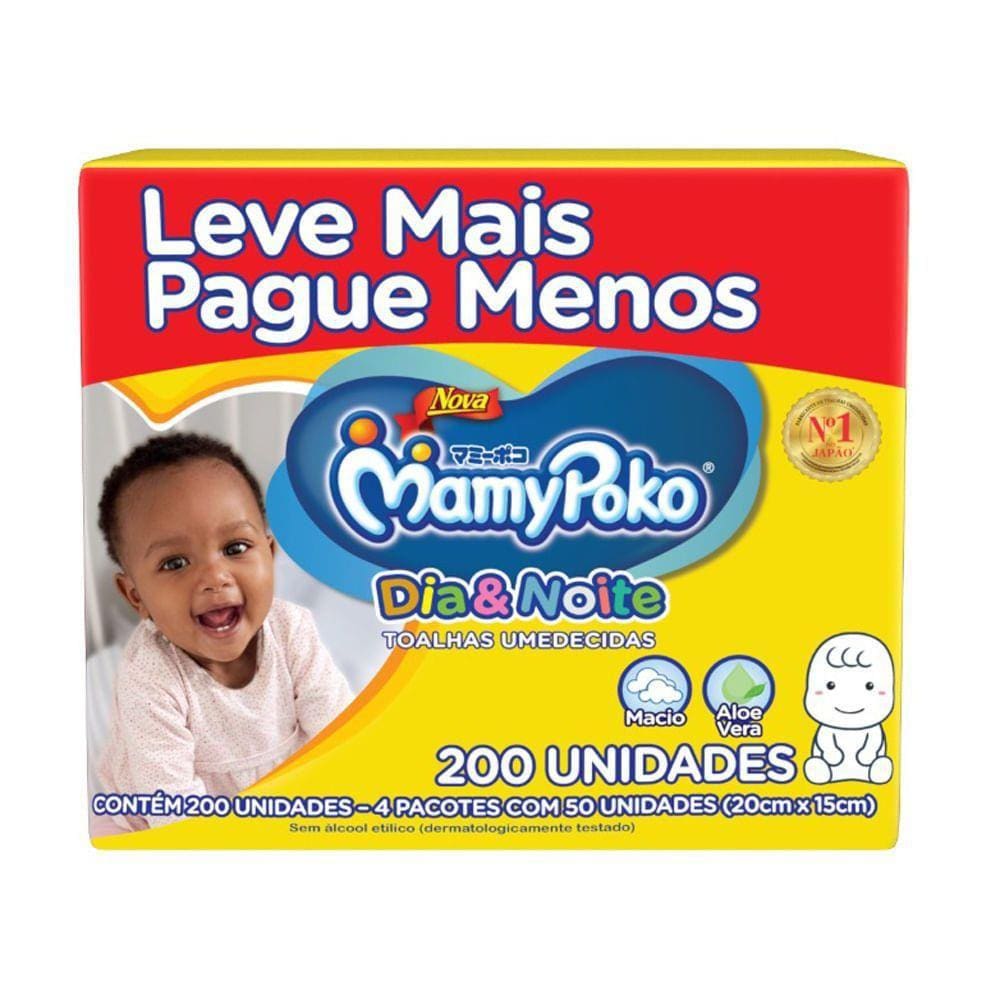 Toalha Umedecida Mamypoko Dia&Noite 200 Unidades