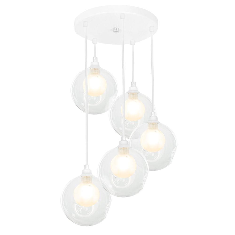 Lustres Pendentes Quíntuplo Harmony Bolinha Branco