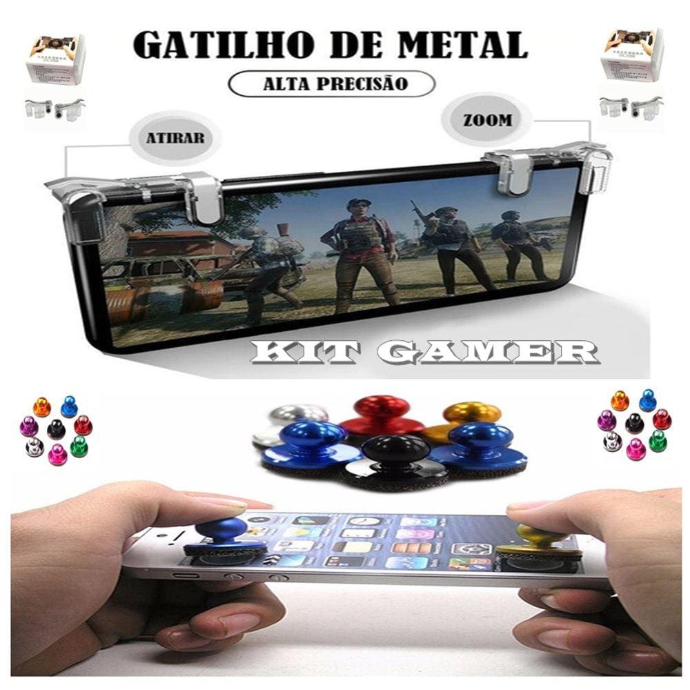 Kit Gamer Mobile Gatilhos + Analógico Para Android e Ios