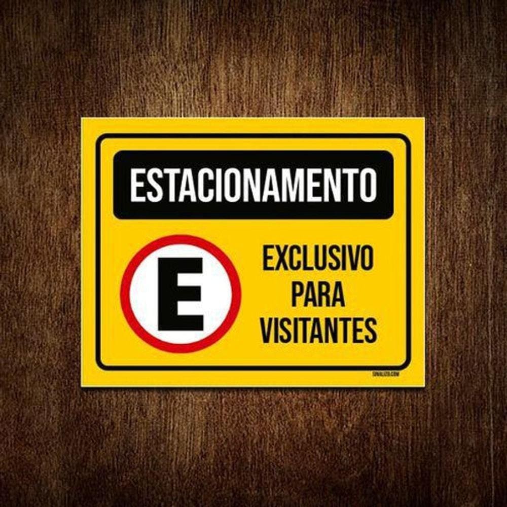 Placa Estacionamento Amarela Exclusivo Visitantes 18X23