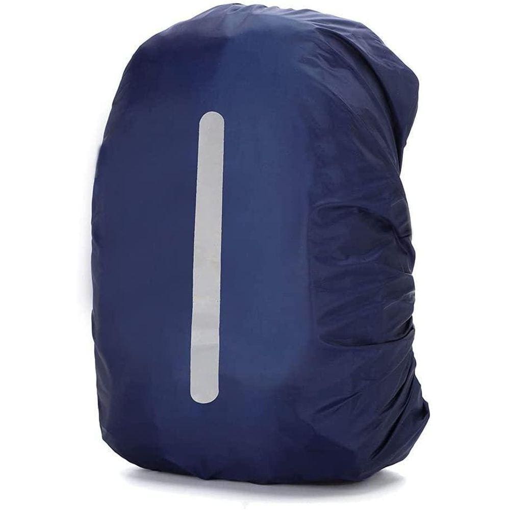 Capa De Mochila Impermeável Refletiva Camping Média Azul