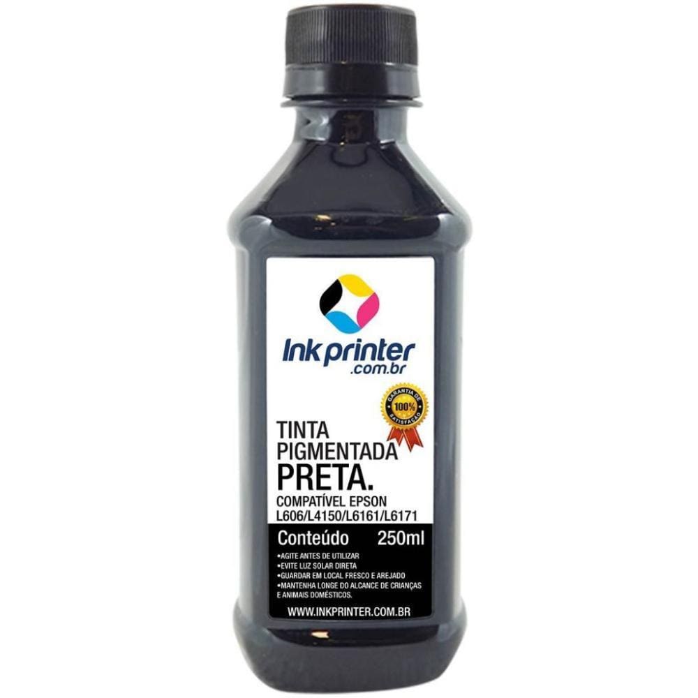 Refil de Tinta Compatível InkPrinter Preto para Impressoras Epson L606, L4150, L4160, L6161, L6171 (250ml)