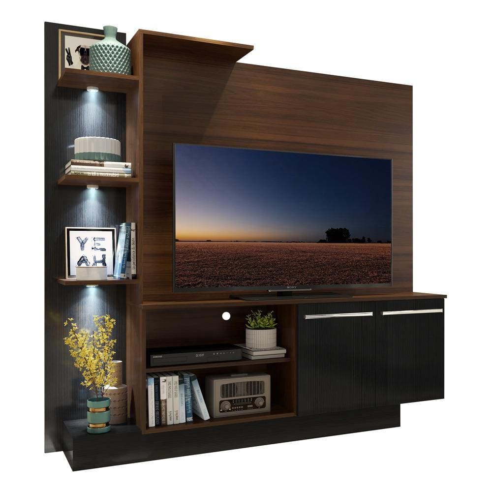 Estante com 3 Leds para TV até 55” Multimóveis Dallas FG3399 Madeirada/Preta