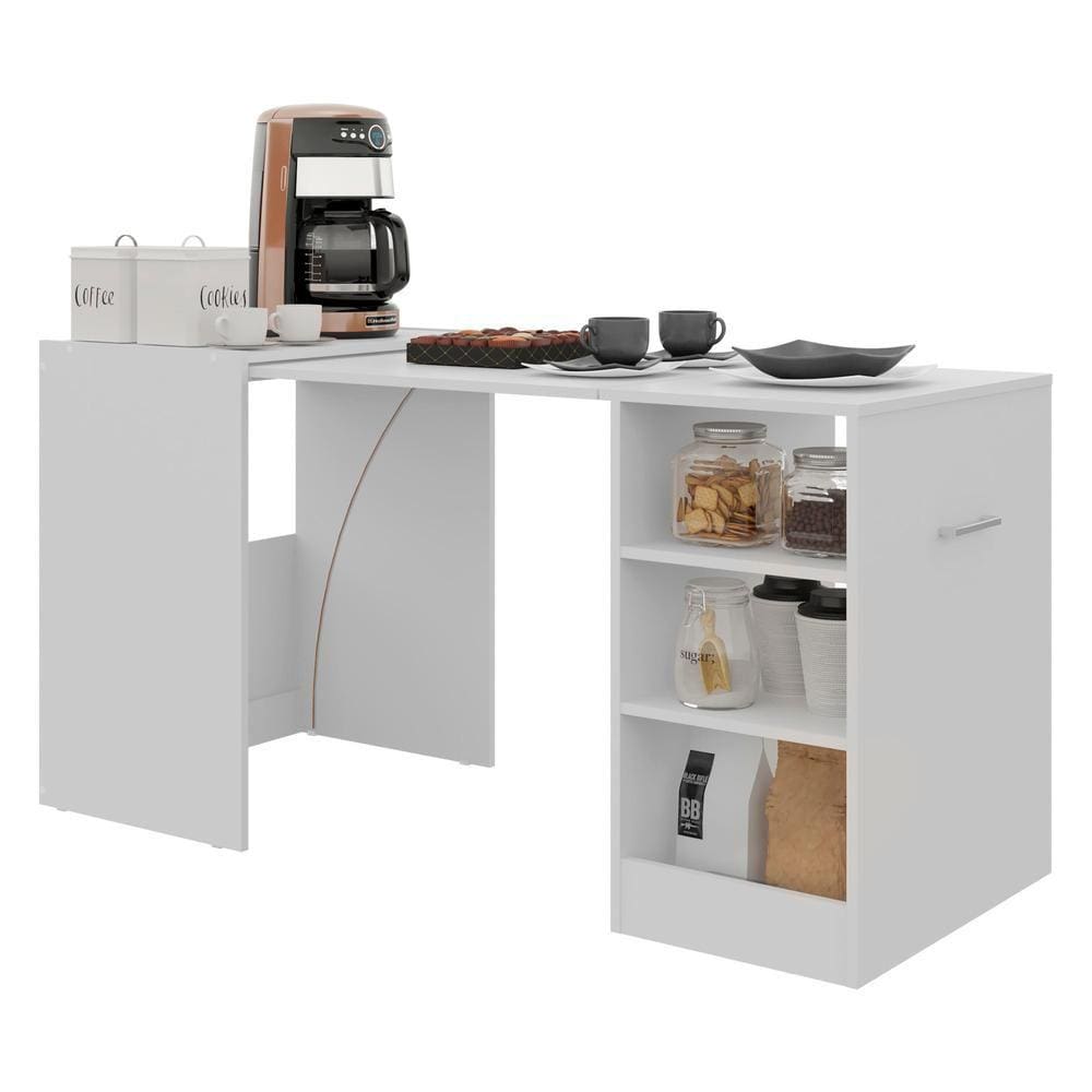 Aparador com Mesa Dobrável Multimóveis Cantinho do Café Ibiza FG1001 Branco