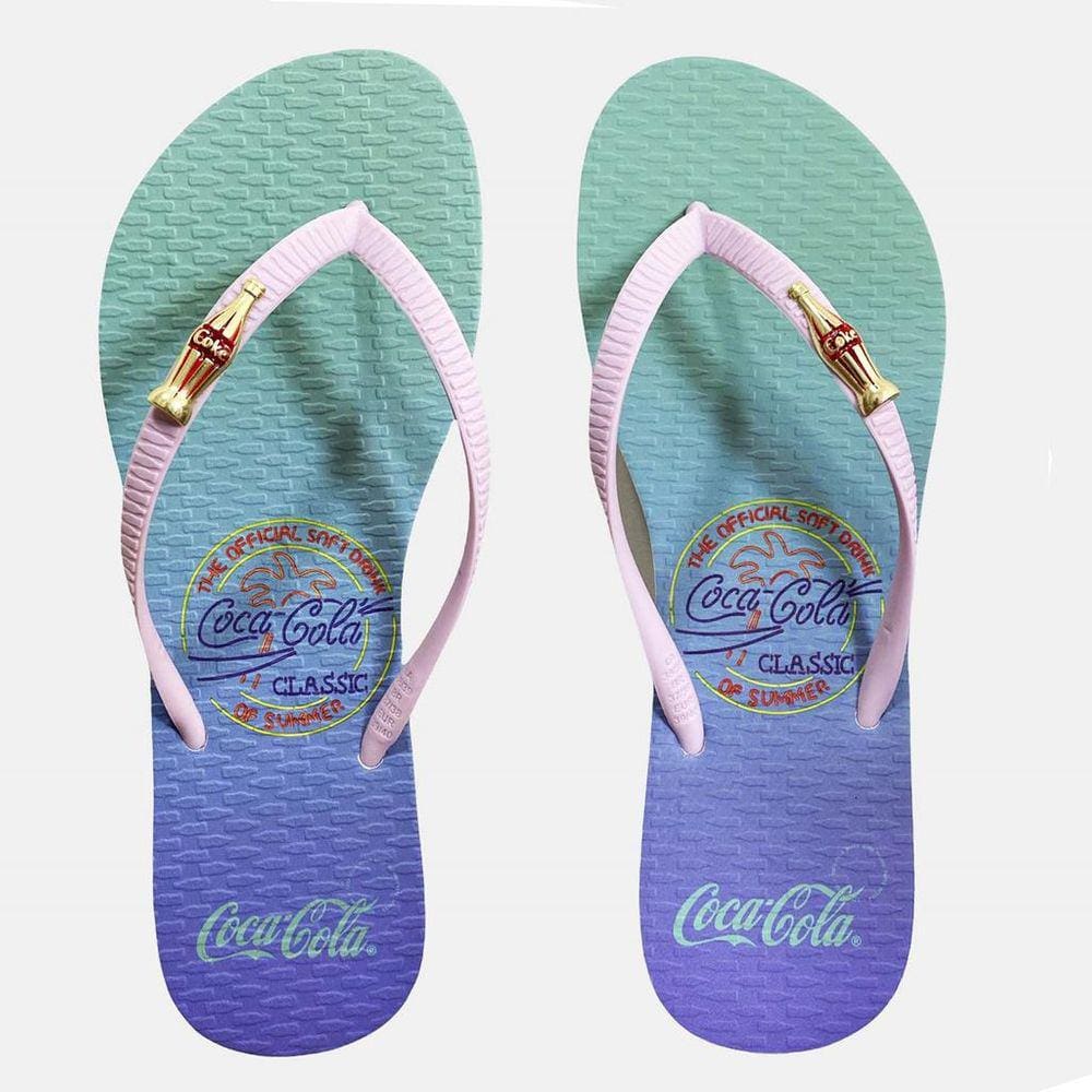 Chinelo Coca Cola Coke Style Feminino Branco e Lilás