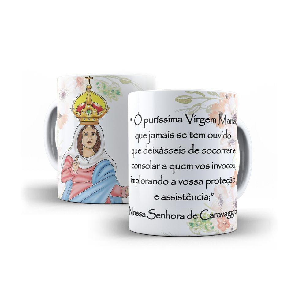 Caneca Nossa Senhora De Caravaggio Em Cerâmica 325Ml
