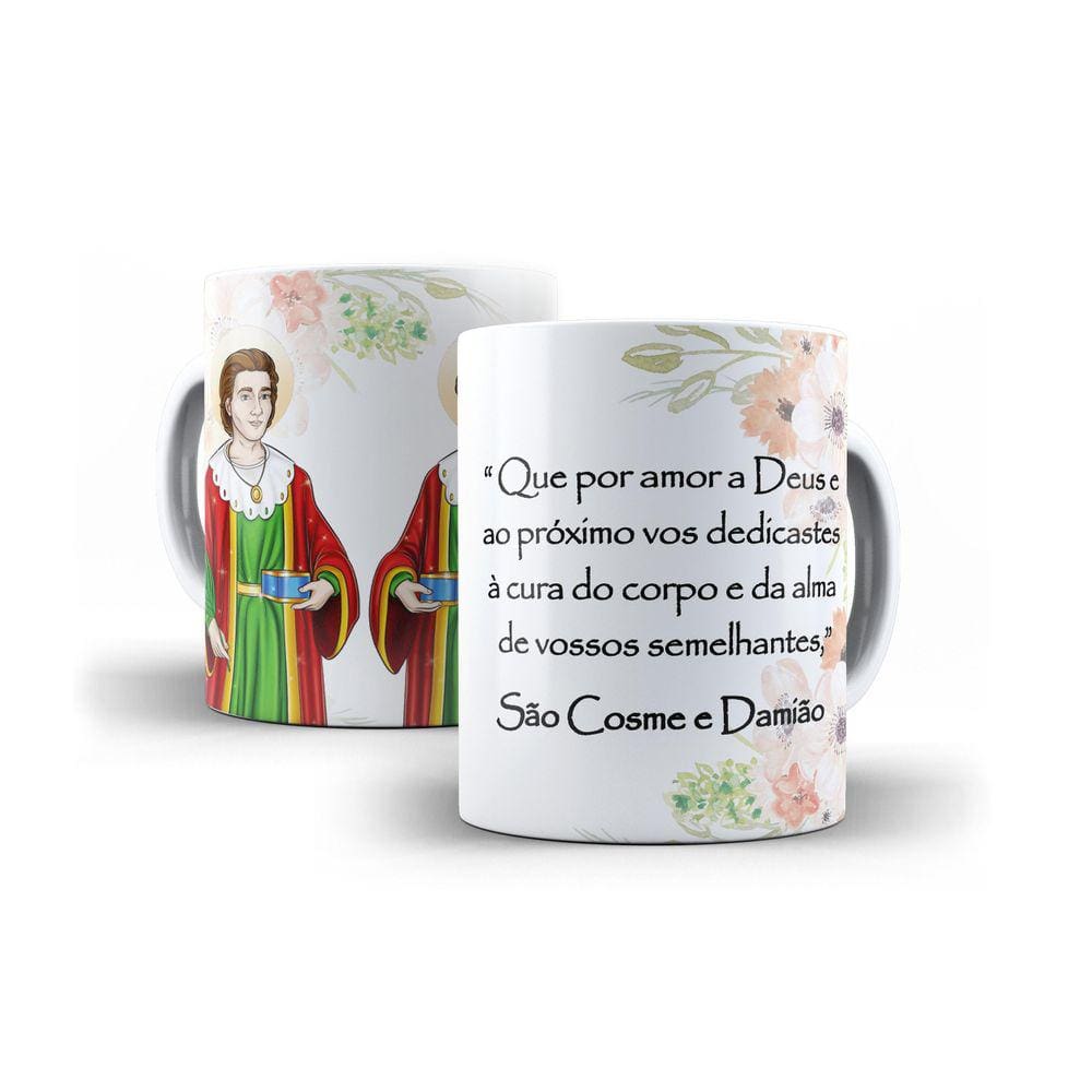 Caneca São Cosme E Damião Em Cerâmica 325Ml Modelo 3