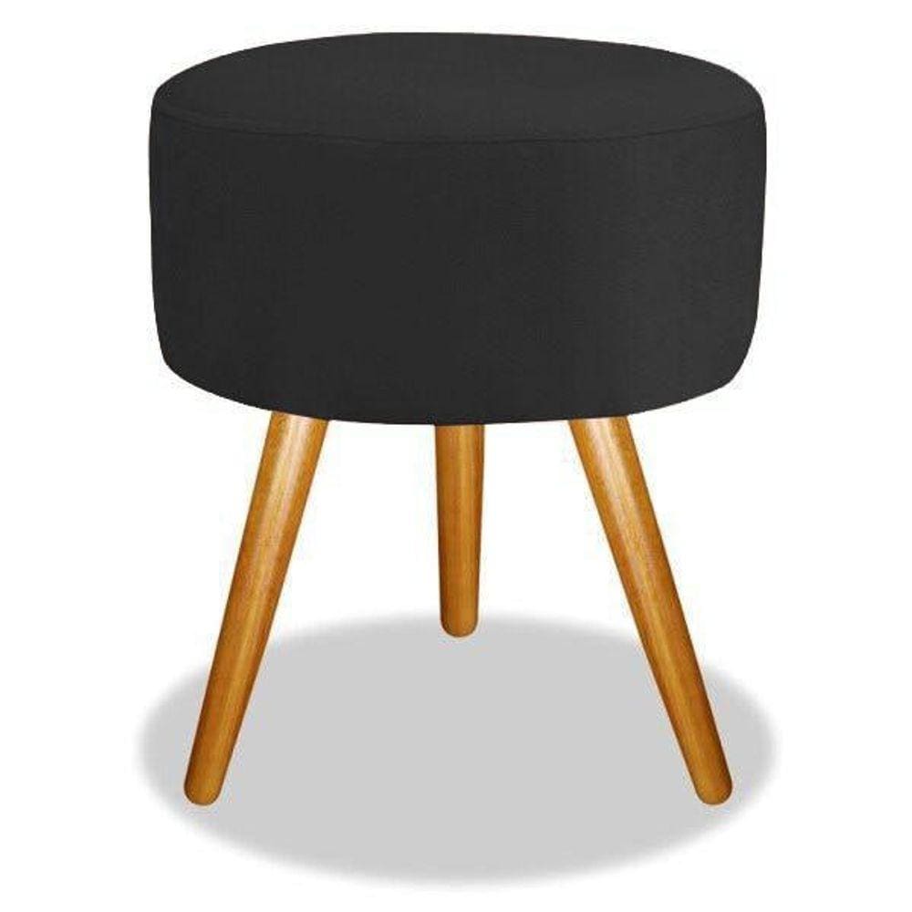 Puff Para Decoração Sala De Estar Redondo Preto 50 Cm