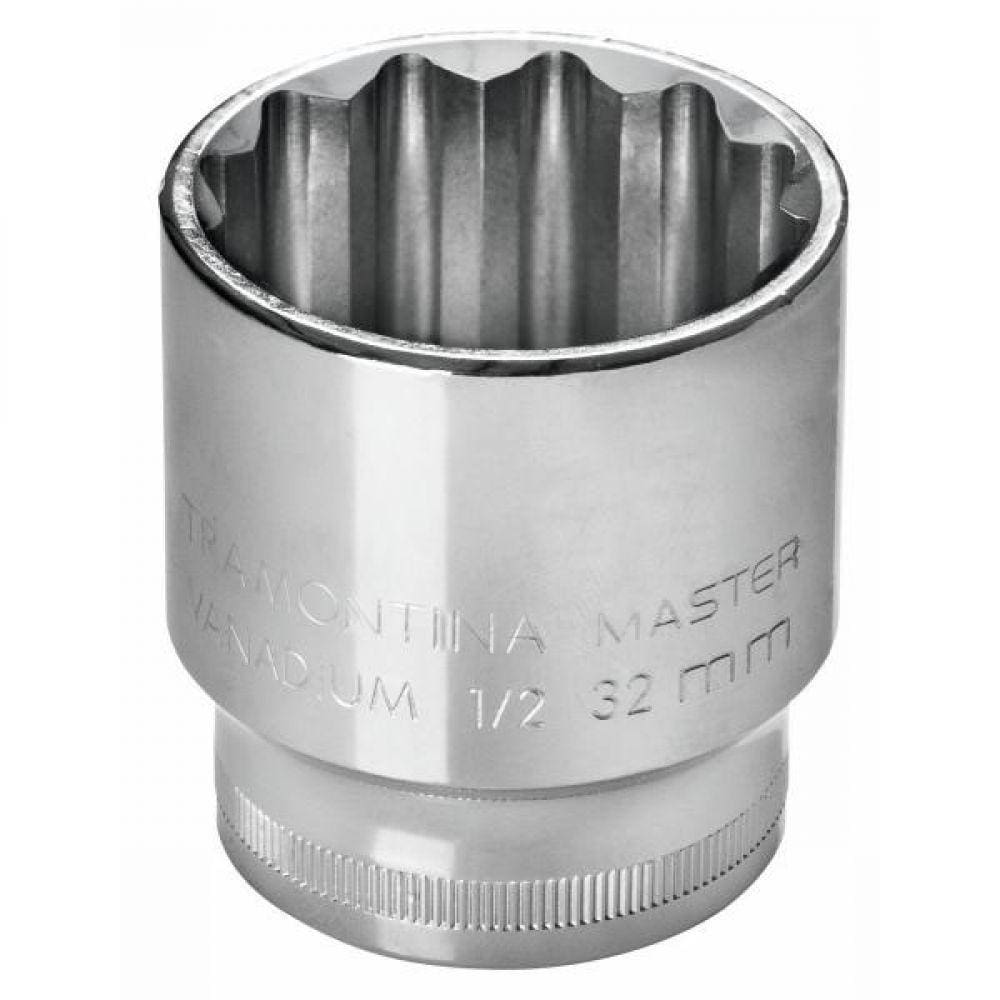 Soquete Estriado 32 Mm Encaixe 1/2´´ Com Acabamento Cromado